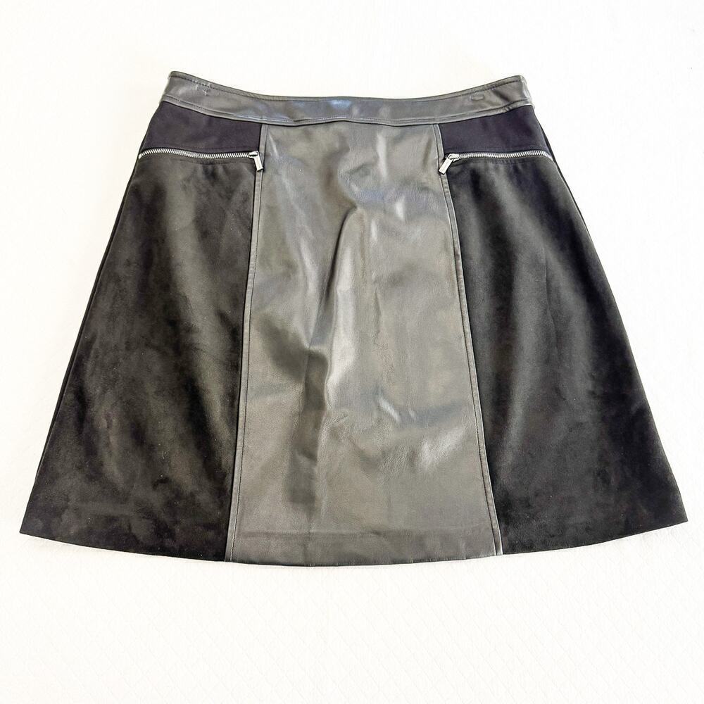 Karl Lagerfeld Paris Leather Panel Zippered Front Pencil Skirt Size 10